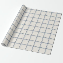 Tijdloos leisteenblauw ruitenplaidpatroon cadeaupapier