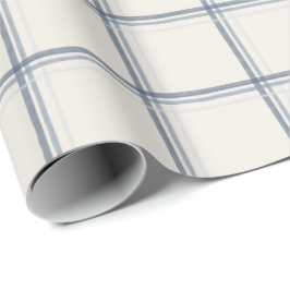 Tijdloos leisteenblauw ruitenplaidpatroon cadeaupapier