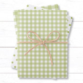 Tijdloos licht groene gingham check polka dots inpakpapier vel