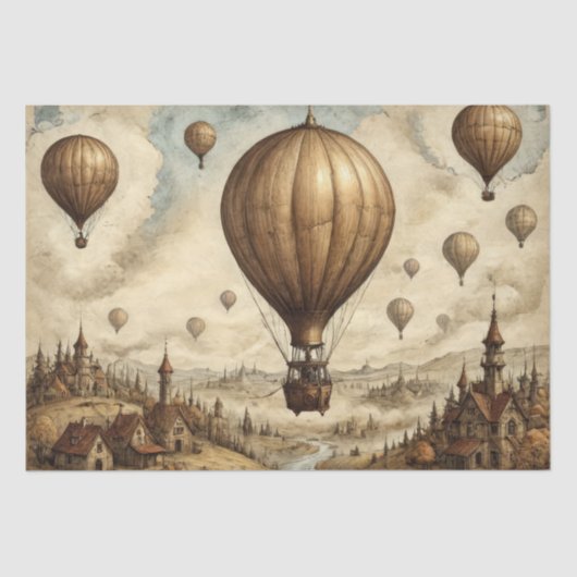 Tijdloos luchtruim:  ballon stijgt - Decoupage Tissuepapier (Voorkant)