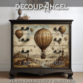 Tijdloos luchtruim:  ballon stijgt - Decoupage Tissuepapier