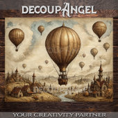 Tijdloos luchtruim:  ballon stijgt - Decoupage Tissuepapier