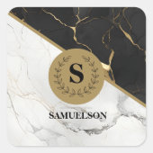 Tijdloos marmeren monogram  vierkante sticker (Voorkant)
