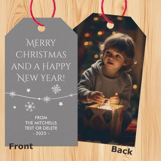 Tijdloos - Medium grijs Kerst foto cadeau Labels Cadeaulabel