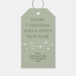 Tijdloos - Misty Sage Christmas Snowflake Gift Lab Cadeaulabel