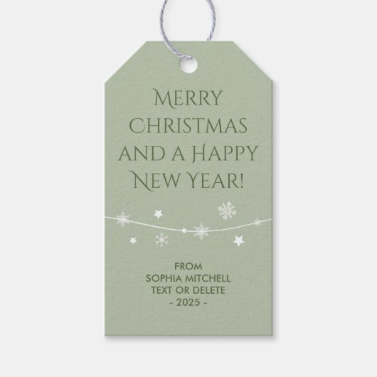 Tijdloos - Misty Sage Christmas Snowflake Gift Lab Cadeaulabel (Voorkant)