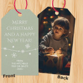 Tijdloos - Misty Sage Kerst Foto Gift Labels Cadeaulabel