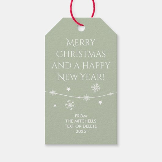 Tijdloos - Misty Sage Kerst Foto Gift Labels Cadeaulabel (Voorkant)