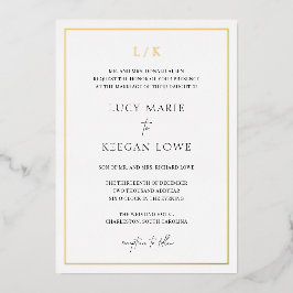 Tijdloos Monogram Elegante bruiloft Folie Uitnodiging