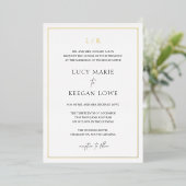 Tijdloos Monogram Elegante bruiloft Folie Uitnodiging (Staand Voorkant)