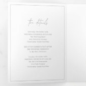 Tijdloos Monogram Grijs Elegante Huwelijk Drieluik Uitnodiging (Binnenzijde eerst)