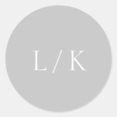 Tijdloos Monogram Grijs Elegante Huwelijk Ronde Sticker (Voorkant)