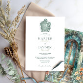 Tijdloos Monogram, Groen, Blauw Blauwgroen Huwelij Kaart