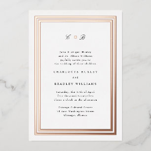 Tijdloos Monogram met Folie Lijst Wedding Uitnodig Uitnodiging