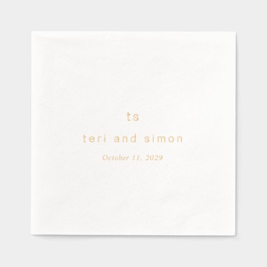 Tijdloos Monogram Moderne bruiloft Folie Servetten (Voorkant)