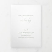 Tijdloos Monogram Sage Green Elegant Huwelijk Drieluik Uitnodiging (Cover)