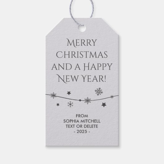 Tijdloos - Moonlit Grey - Snowflake Gift Labels Cadeaulabel (Voorkant)