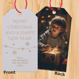 Tijdloos - Moonlit Grijs Kerstmis Foto Gift Labels Cadeaulabel