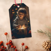 Tijdloos - Moonlit Grijs Kerstmis Foto Gift Labels Cadeaulabel