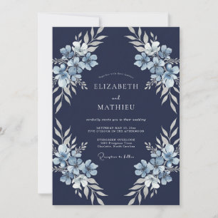 Tijdloos Navy Blauw Wintertrouwfeest Kaart