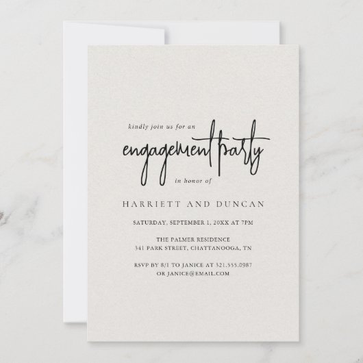 Tijdloos Neutraal Beige Elegant Engagement Party Kaart (Voorkant)