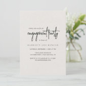 Tijdloos Neutraal Beige Elegant Engagement Party Kaart (Staand voorkant)