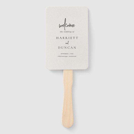 Tijdloos Neutraal Beige Elegant Trouwprogramma Handwaaier (Voorkant)