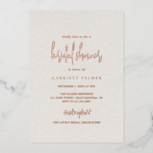 Tijdloos neutraal beige elegant Vrijgezellenfeest Folie Uitnodiging