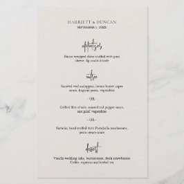 Tijdloos Neutraal Beige Elegant Wedding Menu