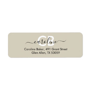 Tijdloos - off white monogram adreslabel etiket