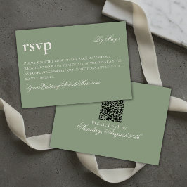 Tijdloos Oud Geld Groene Trouwen QR RSVP Kaartje