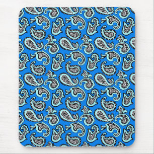 Tijdloos paisley op blauwe achtergrond muismat