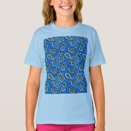 Tijdloos paisley op blauwe achtergrond t-shirt