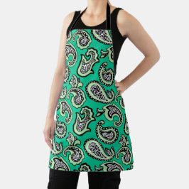 Tijdloos paisley op een groene achtergrond schort