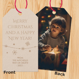 Tijdloos - Pastel Ivoor Kerst Foto Gift Labels Cadeaulabel