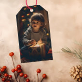 Tijdloos - Perzik Roze Kerst Foto Gift Labels Cadeaulabel