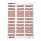 Tijdloos - perzik roze monogram adreslabel etiket (Full Sheet)