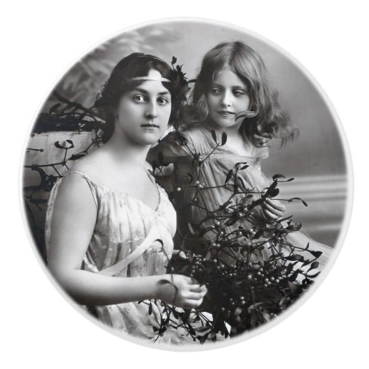 Tijdloos portret van moeder en dochter keramische knop (Voorkant)