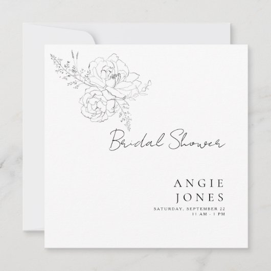 Tijdloos potlood bloemenwit vierkant Vrijgezellenf Kaart (Voorkant)