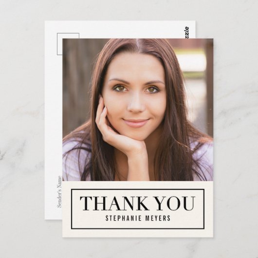 Tijdloos raster BEWERKBARE KLEUR Dank u Briefkaart (Voorkant / Achterkant)