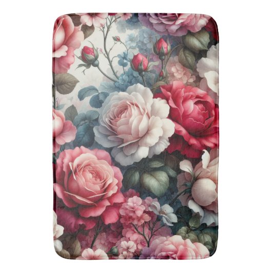 Tijdloos Roos Bloemencharme Badmat (Voorkant Verticaal)