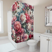 Tijdloos Roos Bloemencharme Douchegordijn (In situ)