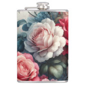 Tijdloos Roos Bloemencharme Heupfles (Voorkant)