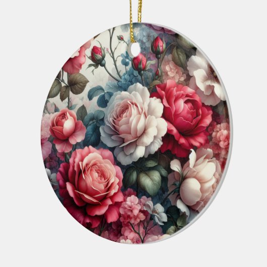 Tijdloos Roos Bloemencharme Keramisch Ornament (Links)
