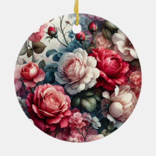 Tijdloos Roos Bloemencharme Keramisch Ornament (Achterkant)