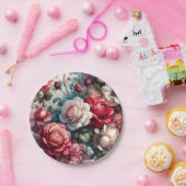 Tijdloos Roos Bloemencharme Papieren Bordje (Feest)