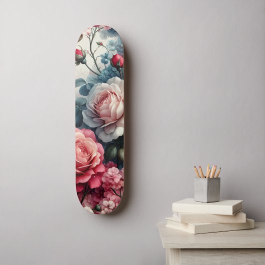 Tijdloos Roos Bloemencharme Persoonlijk Skateboard (Muurkunst)