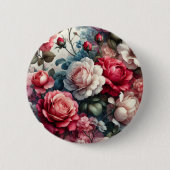 Tijdloos Roos Bloemencharme Ronde Button 5,7 Cm (Voorkant)