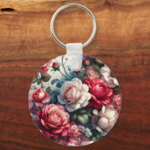 Tijdloos Roos Bloemencharme Sleutelhanger (Achterkant)