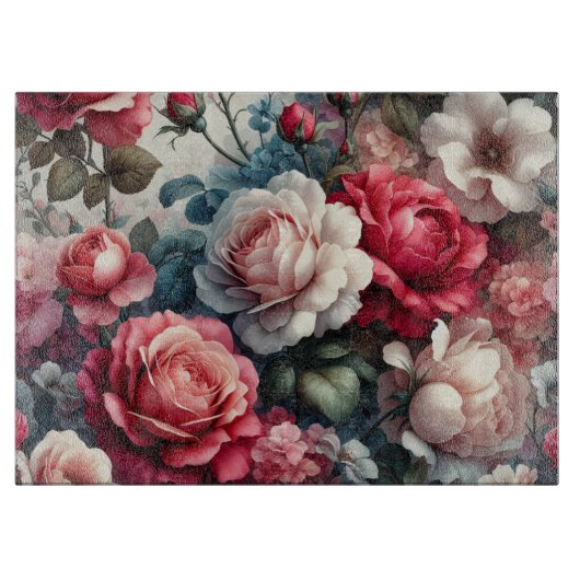 Tijdloos Roos Bloemencharme Snijplank (Voorkant)